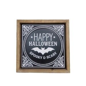 Halloween Wood & Metal Sign 14" Happy Halloween Spooky & Scary NWT